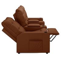 Poltrona Reclinável Para Cinema Parma 3 Lugares Baú Usb Veludo Fh1 - D'rossi Cor Terracota - 7