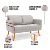 Kit 01 Namoradeira 02 Lugares E 01 Poltrona Cinza Castanho - 5