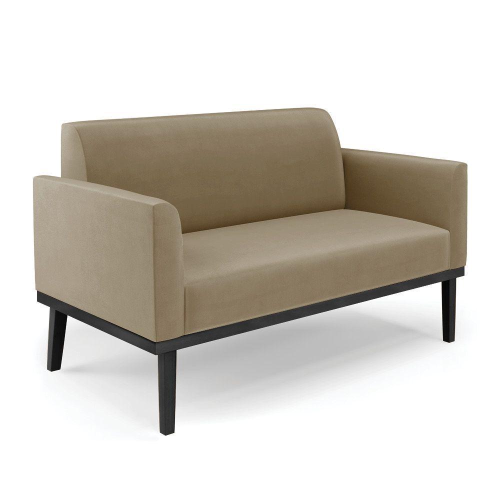 Conjunto Poltrona E Namoradeira Decorativa Pés Fixo Em Madeira Preto Suede Nude - 2