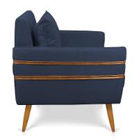 Kit 02 Poltronas Mari Suede Azul Marinho Castanho - 5