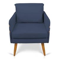 Kit 02 Poltronas Mari Suede Azul Marinho Castanho - 6