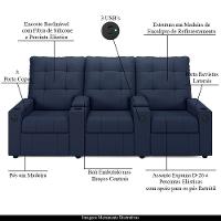 Poltrona Reclinável Para Cinema Parma 3 Lugares Baú Usb Pu Fh1 - D'rossi Cor Azul - 7