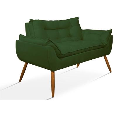 Poltrona Namoradeira Luxo Sala Quarto Suede Verde Balaqui Decor