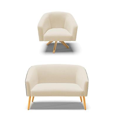 Kit 1 Namoradeira E Poltrona Preto Com Areia A27 Madeira