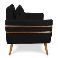 Kit 02 Poltronas Mari Suede Preto Pés Palito Castanho - 5