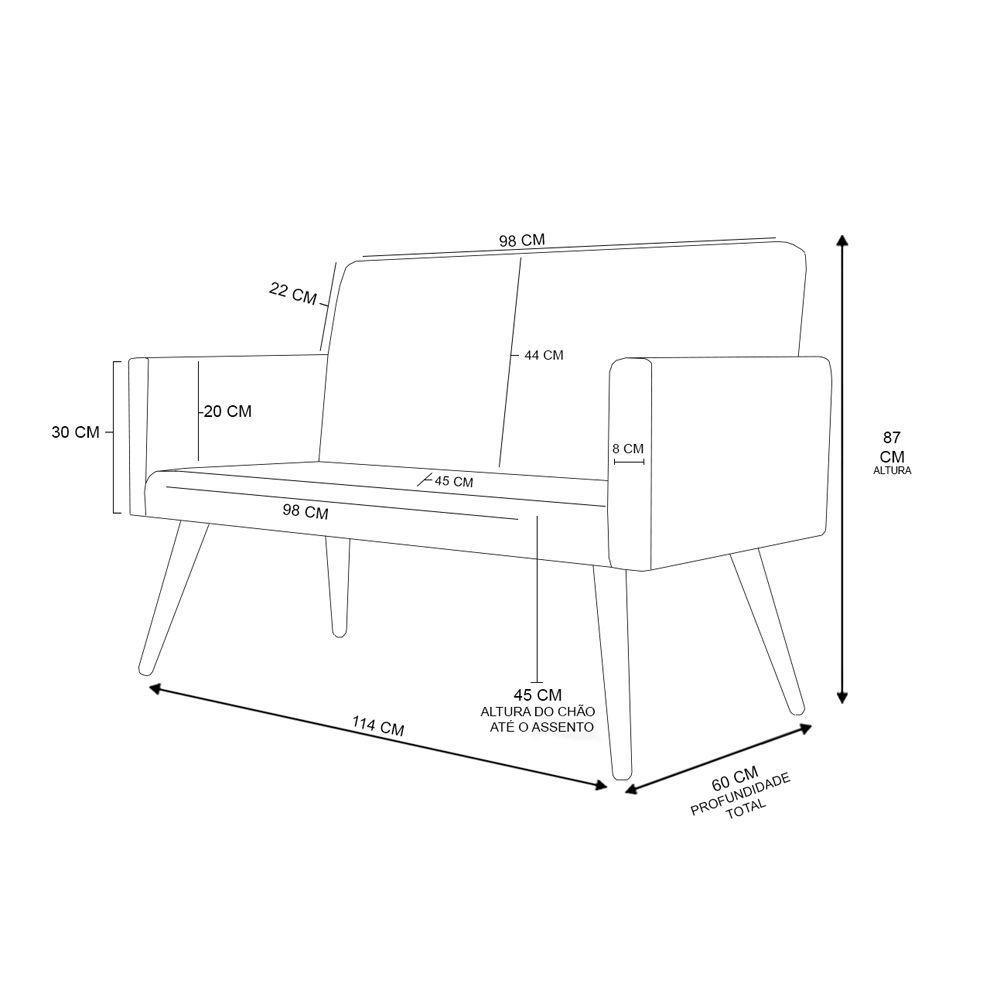 Sofá Namoradeira 2 Lugares Luxo Tecido Linho - Linho Bege - 2