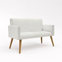 Sofá Namoradeira 2 Lugares Luxo Tecido Linho - Linho Bege - 1