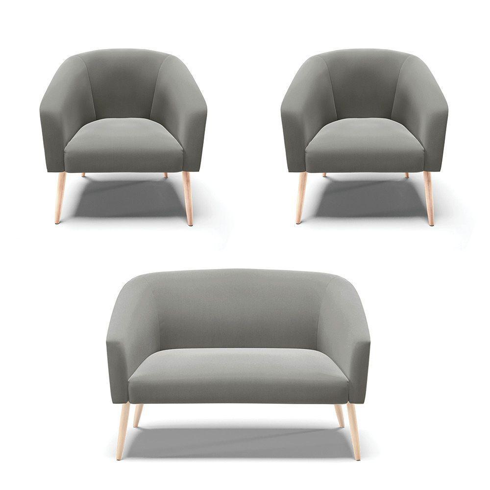 Kit 01 Namoradeira 02 Lugares E 02 Poltronas Suede Grafite - 1