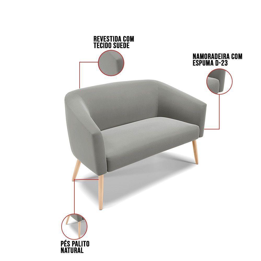 Kit 01 Namoradeira 02 Lugares E 02 Poltronas Suede Grafite - 5
