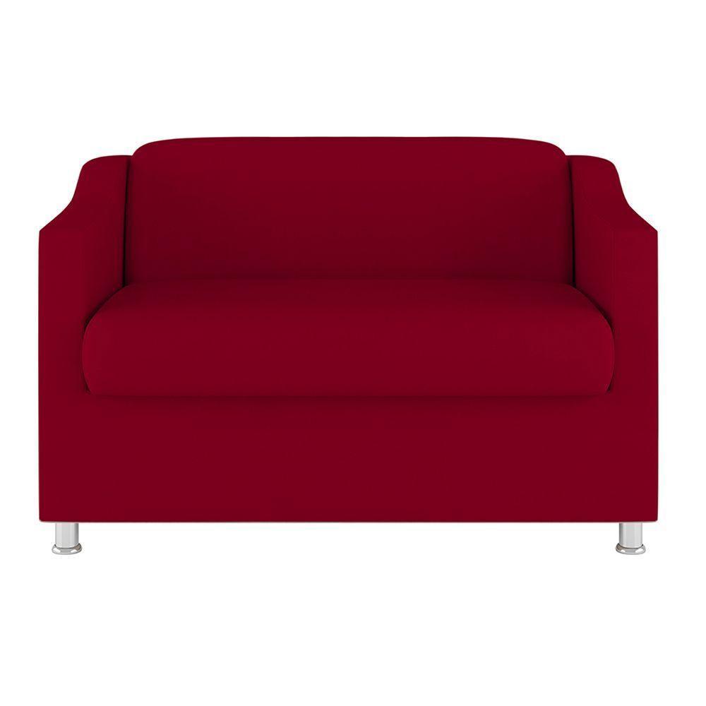 Sofá Namoradeira 2 Lugares Tilla Sala De Espera Suede Cor:vermelho - 4