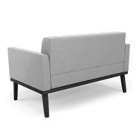 Conjunto 2 Poltronas E 1 Namoradeira Decorativa Pés Fixo Em Madeira Preto Suede Cinza - 5