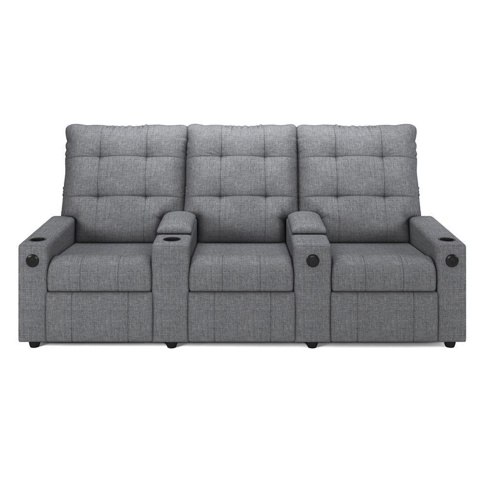 Poltrona Reclinável Para Cinema Parma 3 Lugares Baú Usb Linho Fh1 - D'rossi Cor Cinza - 1