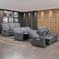 Poltrona Reclinável Para Cinema Parma 3 Lugares Baú Usb Linho Fh1 - D'rossi Cor Cinza - 6