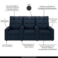 Poltrona Reclinável Para Cinema Parma 3 Lugares Baú Usb Veludo Fh1 - D'rossi Cor Azul - 7