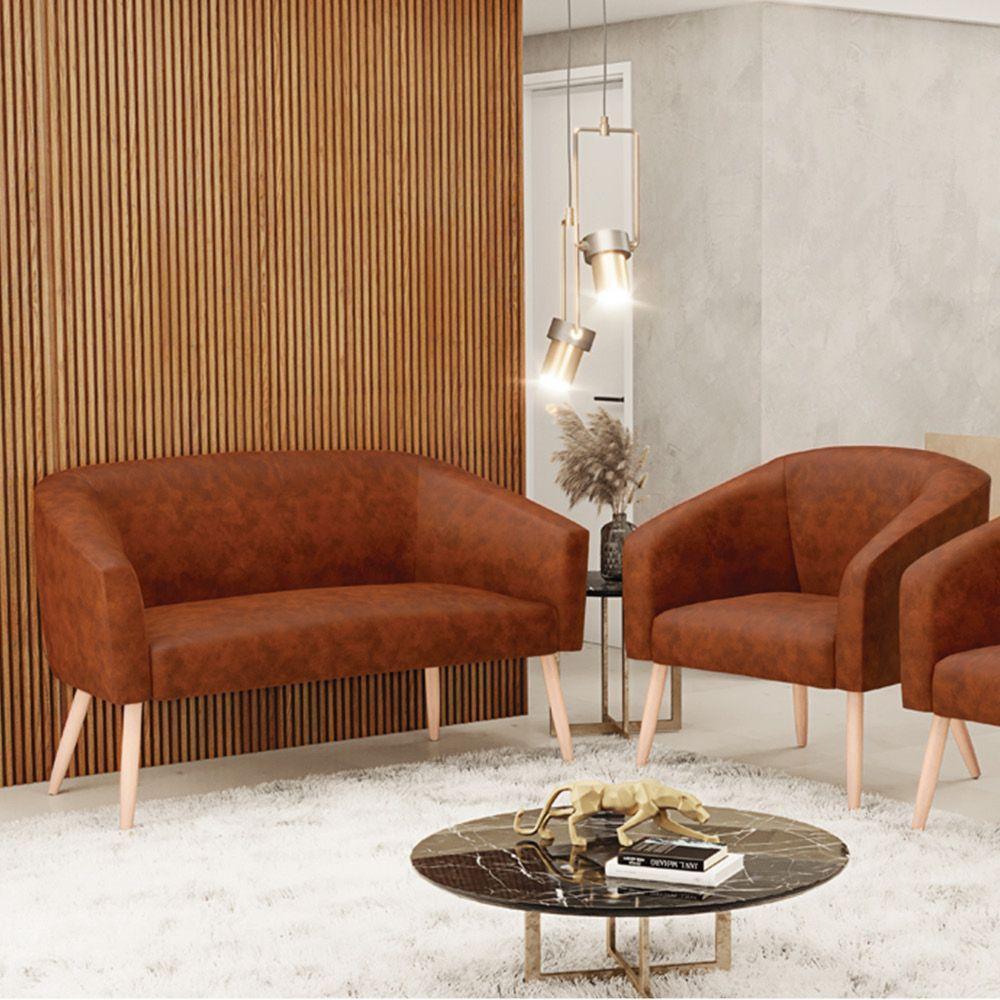 Kit 01 Namoradeira 02Lug E 01 Poltrona Stella Natural Nozes - 9