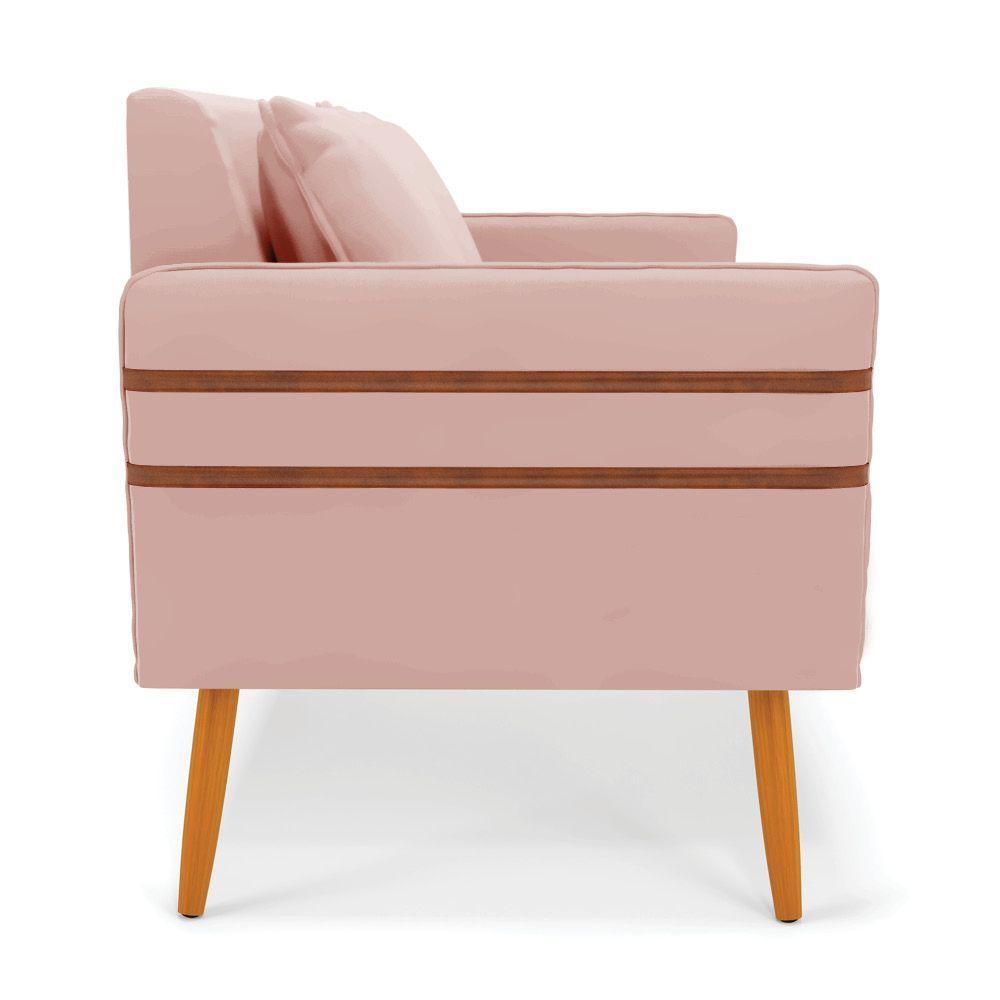 Namoradeira 02 Lugares Mari Veludo Pés Palito Castanho Rose - 6