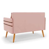 Namoradeira 02 Lugares Mari Veludo Pés Palito Castanho Rose - 5