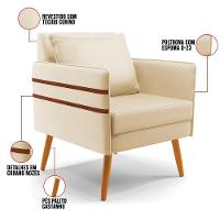 Kit 01 Namoradeira E 02 Poltronas Corino Bege Castanho