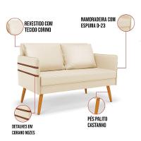 Kit 01 Namoradeira E 02 Poltronas Corino Bege Castanho - 5