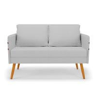 Kit 01 Namoradeira E 02 Poltronas Linho Castanho A05 Cinza - 8