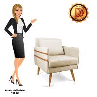 Kit 02 Poltronas Mari Suede Bege Pés Palito Castanho