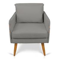 Kit 02 Poltronas Mari Suede Grafite Pés Palito Castanho - 6