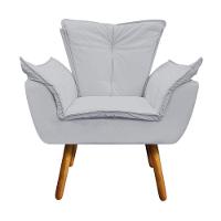 Poltrona Opala Corino Cinza Pés Palito Castanho D´rossi - 4