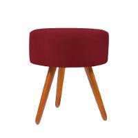 Puf Puff Redondo Luxo Suede Pes Palito Top Cor Marsala - 1
