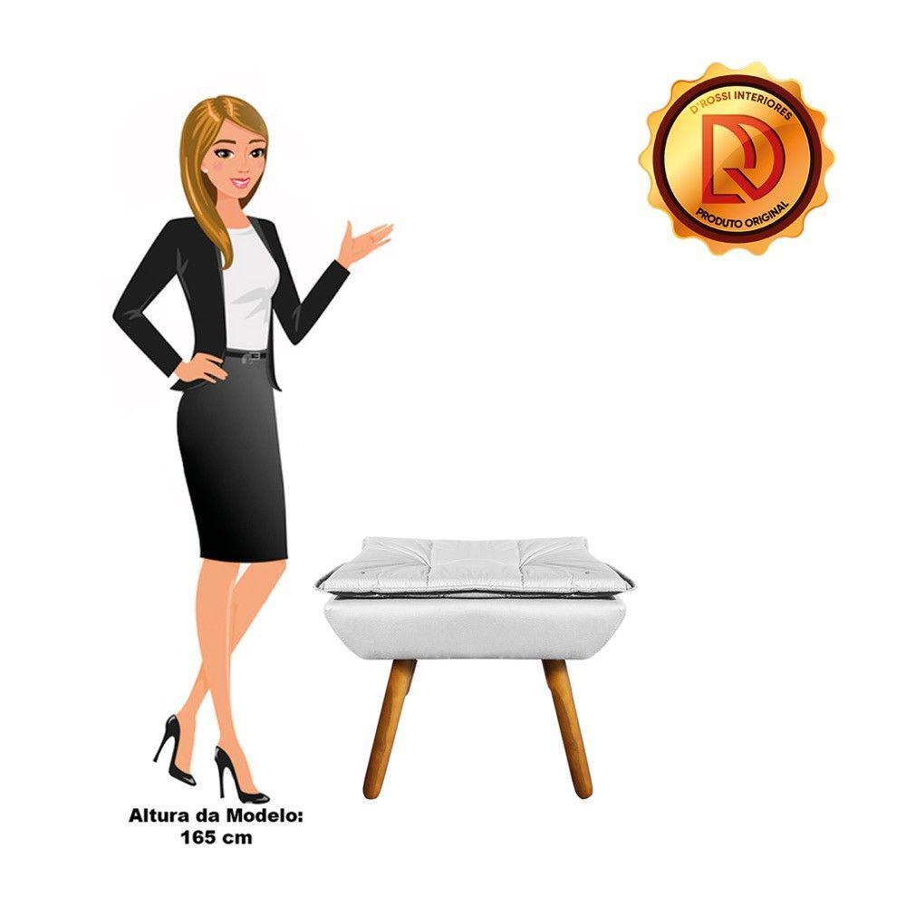 Puff Opala Corino Cinza Pés Palito Castanho D´rossi - 2