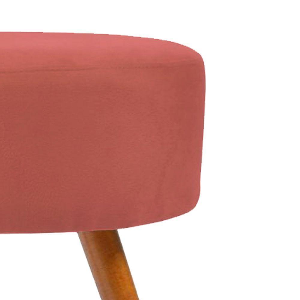 Puff Puf Banqueta Redondo Suede Pés Palito rosa - 3