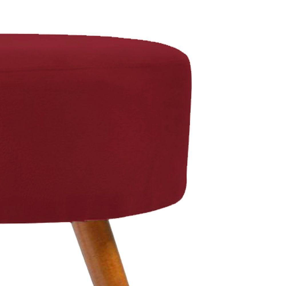 Puff Puf Banqueta Redondo Suede Pés Palito marsala - 3