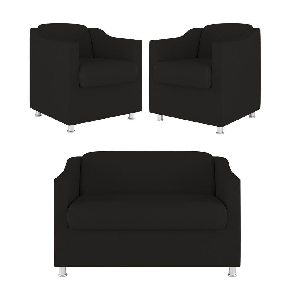 Kit 02 Poltronas Reforçada Clinica + Namoradeira Suede Tilla Cor:preto - 10