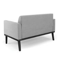 Conjunto 2 Poltronas E 1 Namoradeira Decorativa Pés Fixo Em Madeira Preto Suede Cinza - 5