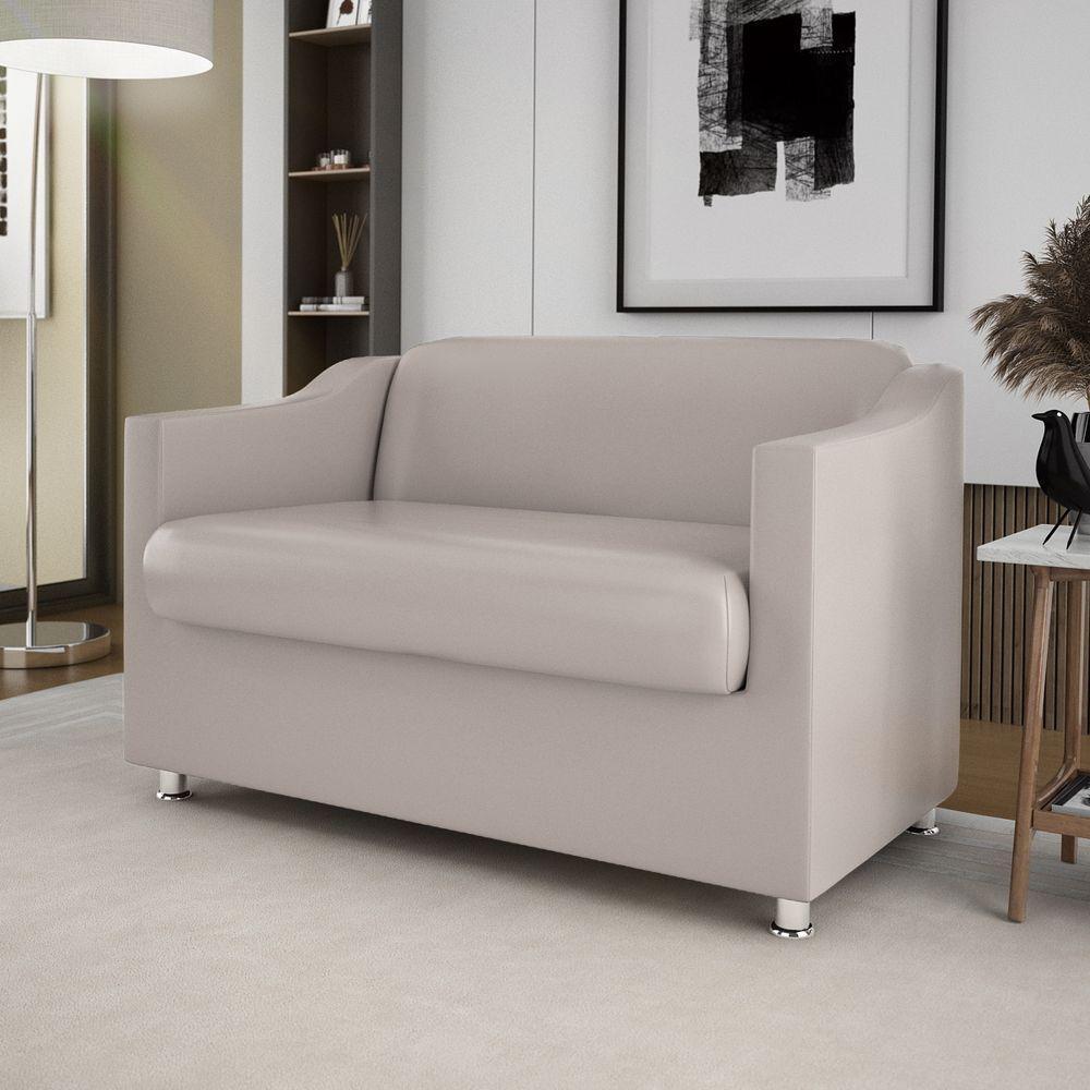 Sofá 2 Lugares Luxo Confortável Sala De Espera Bege - 1