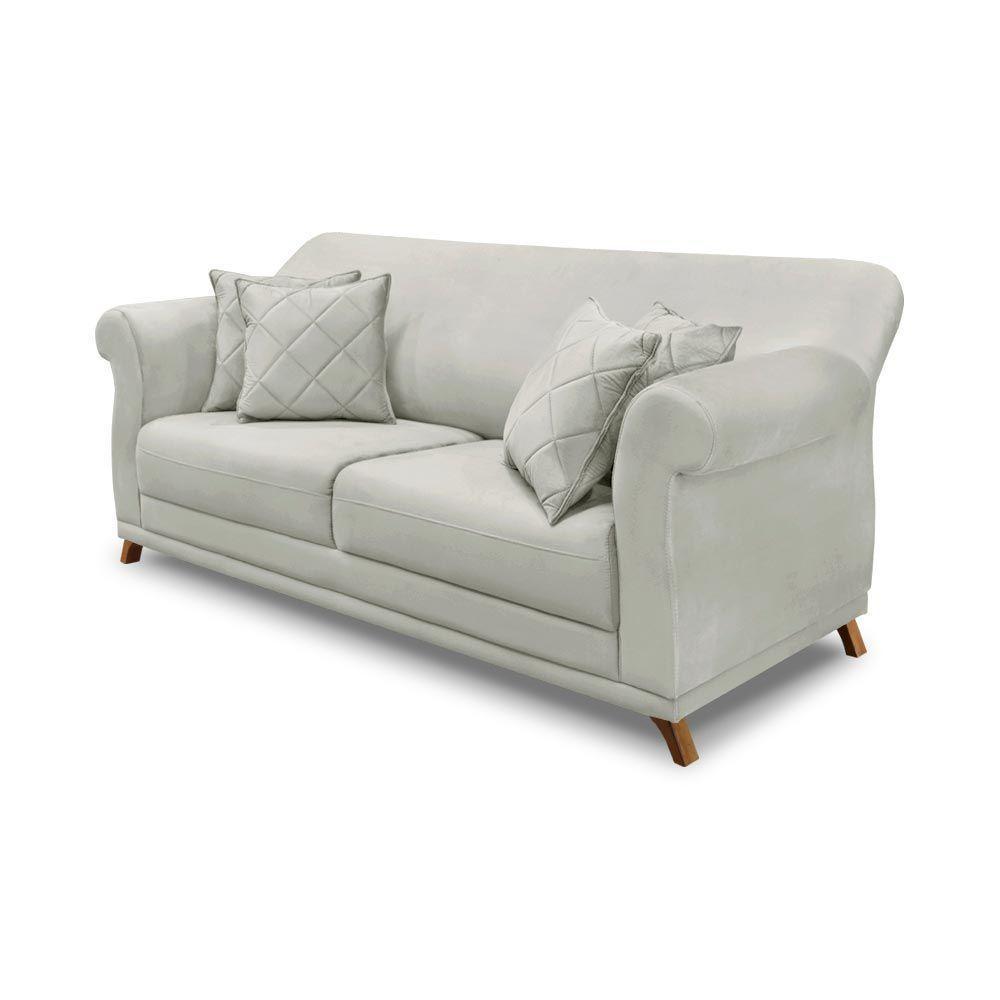 Sofá 160cm 2 Lugares Com 4 Almofadas Veludo Prata - 1