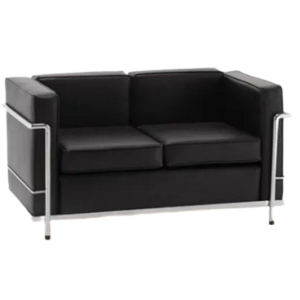 Sofá Le Corbusier Masculino LC 1 Lugar Inox Revestido em Couro Ecológico.  - 1