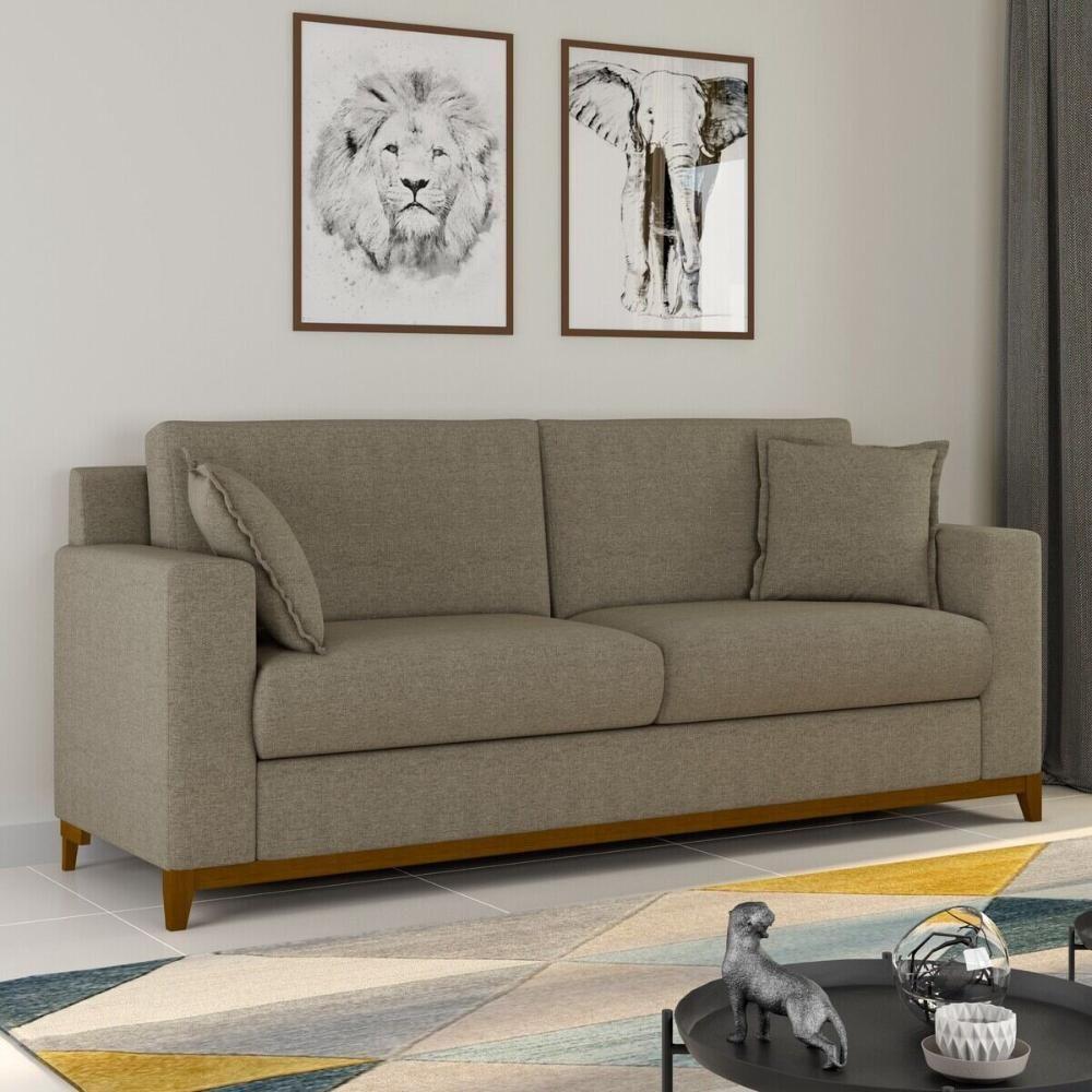 Sofá 3 Lugares Com 2 Almofadas Inclusas Multimóveis Cr45240 Bege Bege - 5