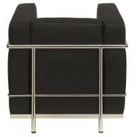 Sofá Le Corbusier Masculino LC 1 Lugar Inox Revestido em Tecido Sintético Preto - 2