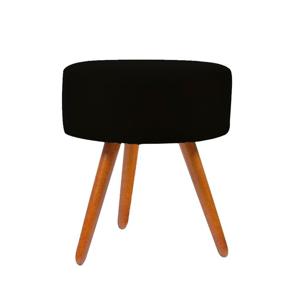 Puff Redondo Suede Cores A Escolha Pes Palito preta - 1