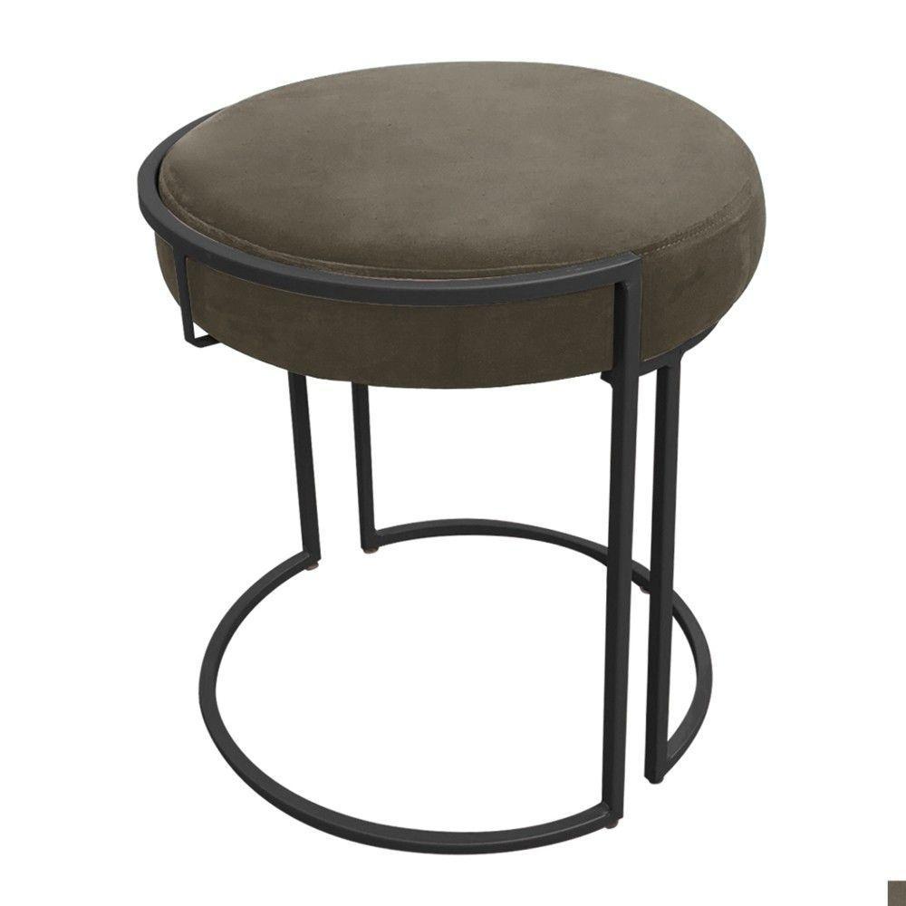 Kit 02 Puff Love Suede Base Preto Marrom Rato - 2