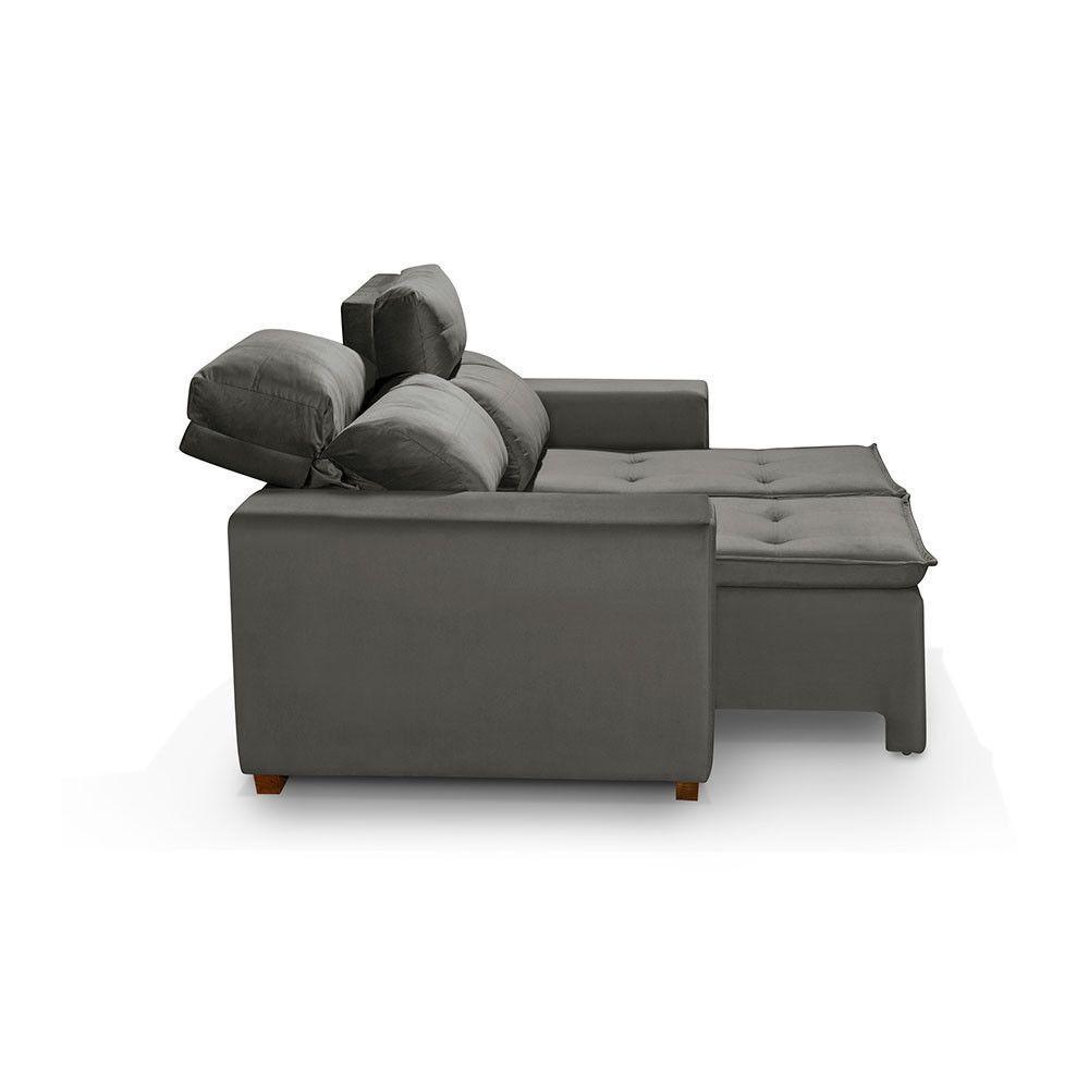 Sofá 2 Lugares 150cm Com Molas, Retrátil E Reclinável Cinza - 3