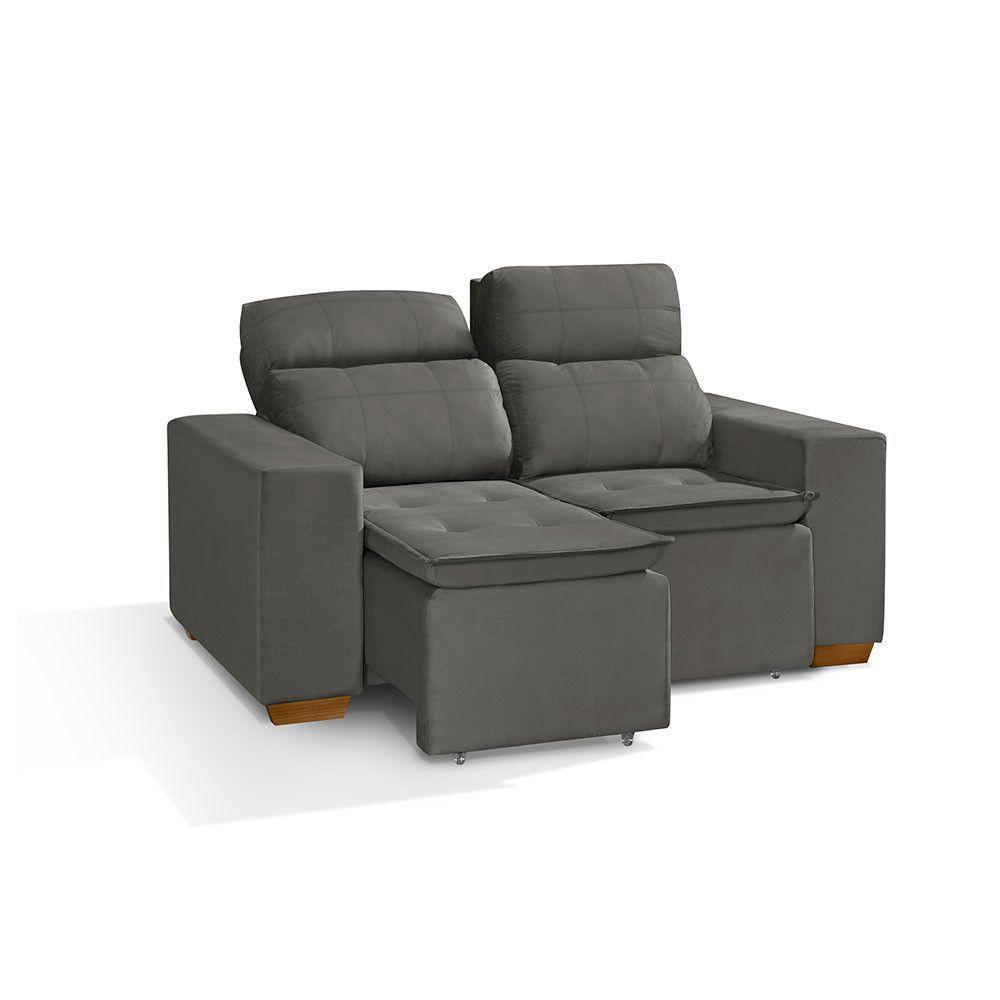 Sofá 2 Lugares 150cm Com Molas, Retrátil E Reclinável Cinza - 5