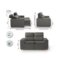 Sofá 2 Lugares 150cm Com Molas, Retrátil E Reclinável Cinza