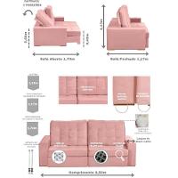Sofá Modular 5 Lugares 2.50M Retrátil E Reclinável Rose - 9