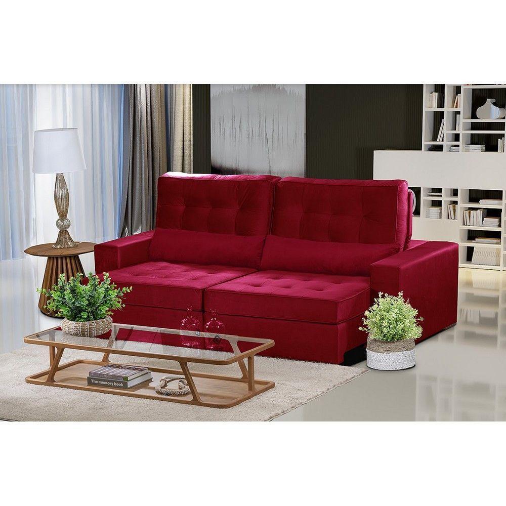 Sofá Modular 5 Lugares 2.50M Retrátil E Reclinável Vermelho - 1