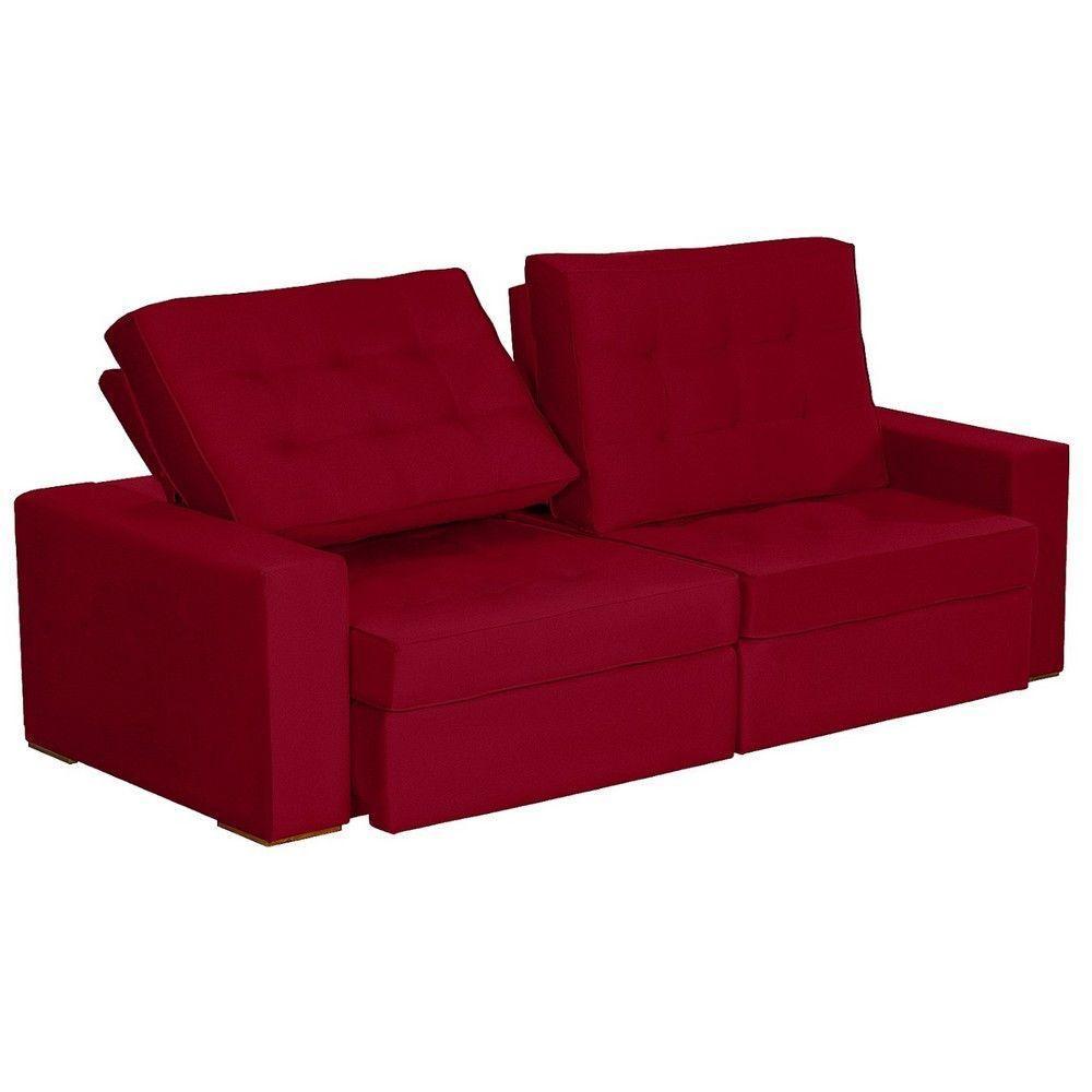 Sofá Modular 5 Lugares 2.50M Retrátil E Reclinável Vermelho - 4