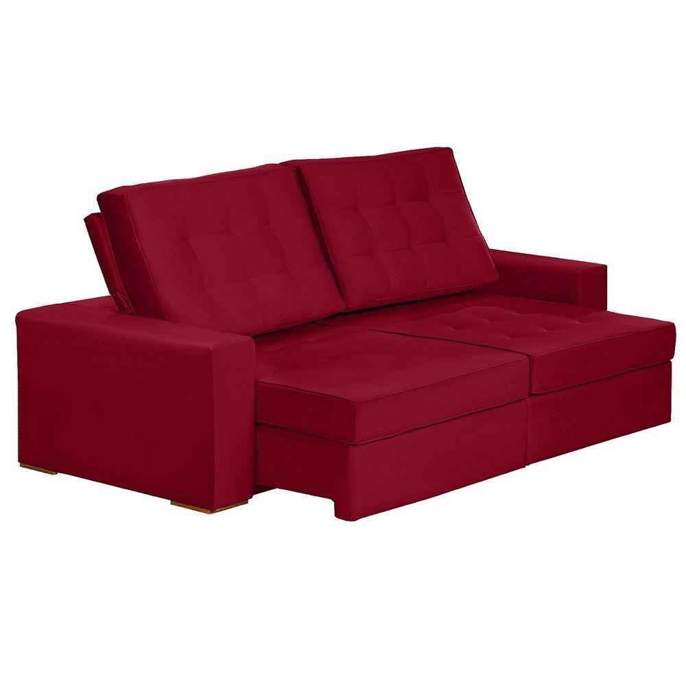 Sofá Modular 5 Lugares 2.50M Retrátil E Reclinável Vermelho - 7