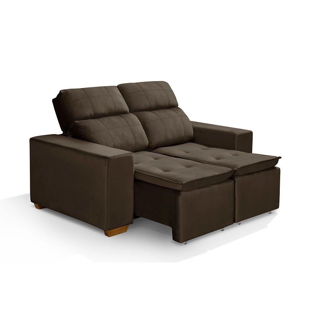 Sofá 2 Lugares 150cm Com Molas, Retrátil E Reclinável Marrom - 3