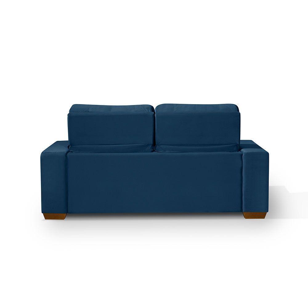 Sofá 3 Lugares 195cm Com Molas, Retrátil E Reclinável Azul - 4