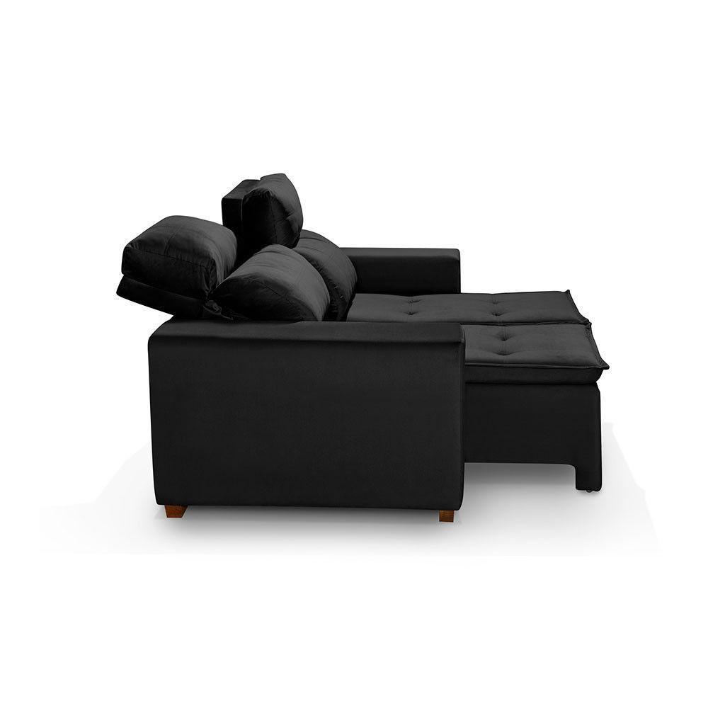 Sofá 2 Lugares 150cm Com Molas, Retrátil E Reclinável Preto - 2